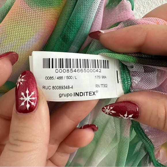 Zara Colorful Mesh Tulle Strapless Top Size: L - Picture 8 of 8